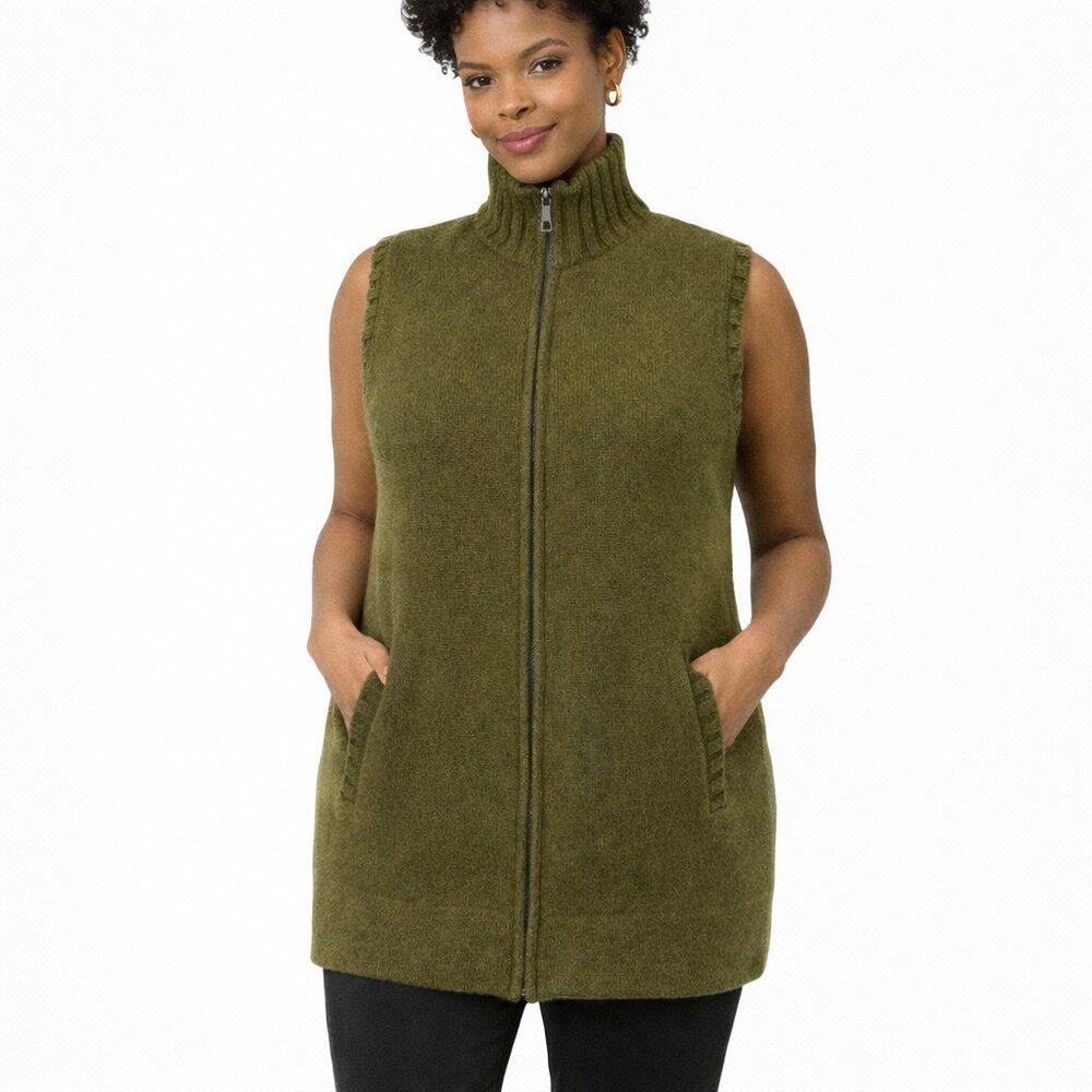 Vintage Country Shop Green Wool Blend Womens Sweater Vest Size Medium Preppy